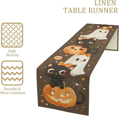 Halloween Pumpkin Table Runner, Cotton Dining Table Runner, Coffee Table Decor - Image 2