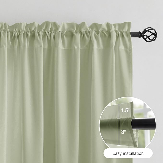 Anmao Non-See-Through Sage Green Privacy Semi Sheer Curtains - Image 7