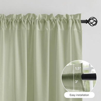 Anmao Non-See-Through Sage Green Privacy Semi Sheer Curtains - Image 7
