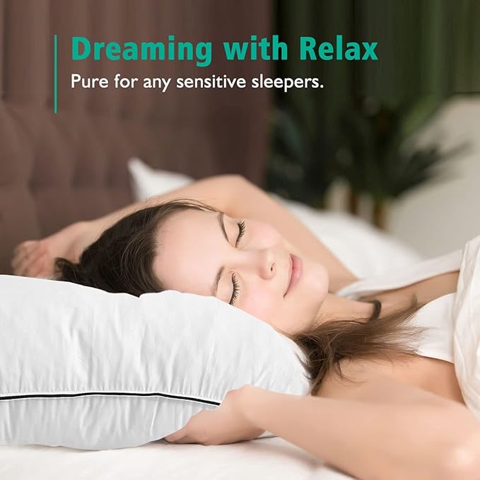 APSMILE Organic Feather Down Pillows Set of 2, Standard Size Bed Pillows - Image 4
