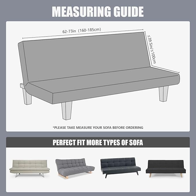 molasofa Leather Like Stretch Futon Slipcover Armless Futon Bed Sofa Cover - Image 2