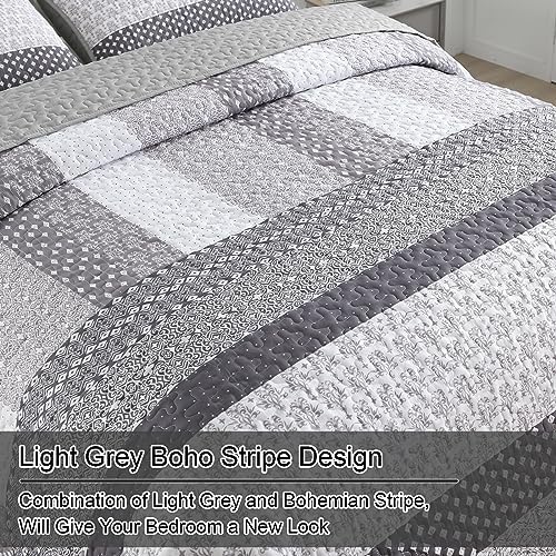 wongs bedding grey queen size quilt set, boho, package contents