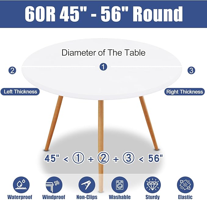 Round Spandex Tablecloth, Elastic Fitted Waterproof Tablecloths - Image 8