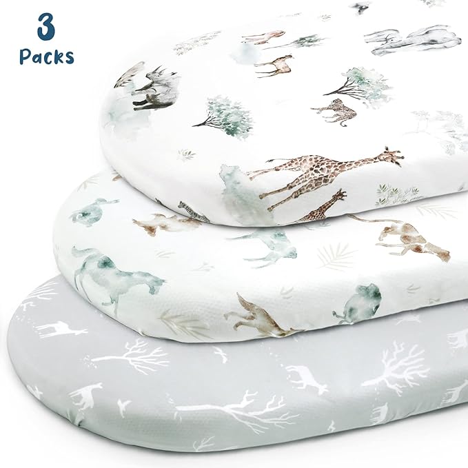 Ultra Soft Fitted Bassinet Sheets 3 Pack, Universal Fitted for.Baby Cradle - Image 2