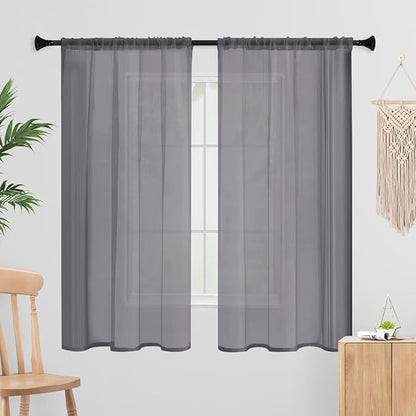 Sheer Curtains 72 Inches Long 2 Panels, Rod Pocket Short Curtain by laseniewa