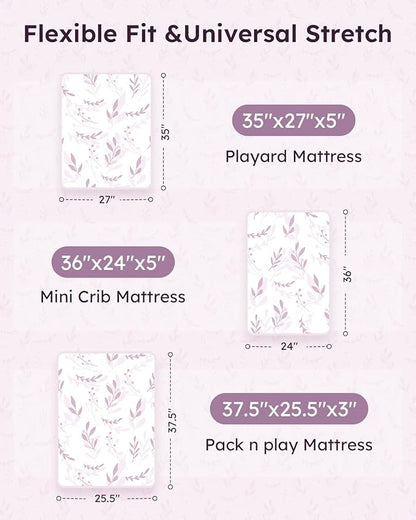 Pack and Play Sheets Fitted 3 Pack, Mini Crib Sheets - Image 3