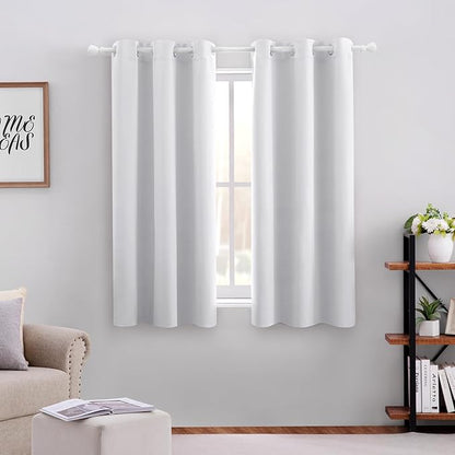 HOMEIDEAS Greyish White Kitchen Blackout Short Curtain Panels by HOMEIDEAS
