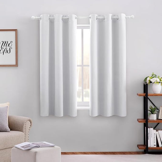 HOMEIDEAS Greyish White Kitchen Blackout Short Curtain Panels by HOMEIDEAS