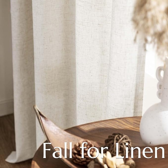 jinchan Linen Curtains for Living Room Bedroom Light Filtering Semi Sheer - Image 7