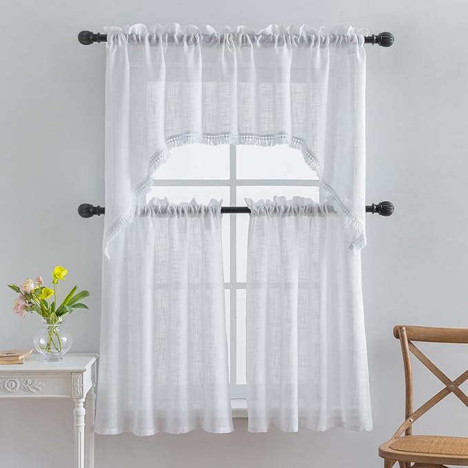 Beda Home Tassel Linen Textured Swag Valances - Image 6