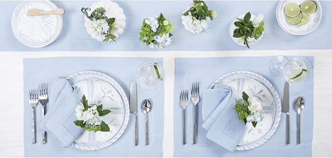 Solino Home Linen Sky Blue Table Runner 156 Inches Long - Image 9