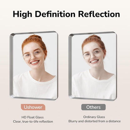 ushower brushed nickel bathroom mirrors 24"x36" 2 pack shown in use