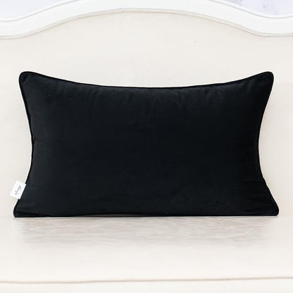 Alerfa Black Throw Pillow Cover 12x20 Inch, Rectangle Cut Velvet Maple Leaf - Image 2