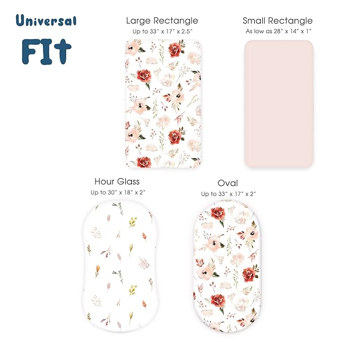 Stretchy Ultra Soft Bassinet Fitted Sheets 3 Pack, Universal Fitted - Image 5