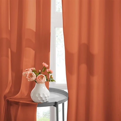 HOMEIDEAS Fall Burnt Orange Privacy Semi Sheer Curtains Non-See-Through 72 - Image 5