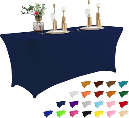 IVAPUPU 8FT Table Cloth for Rectangular Fitted Events Stretch Jean Blue Table by IVAPUPU