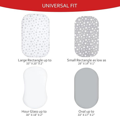 Bassinet Sheets Set 4 Pack for Baby Boy or Girl, Universal Fit for Oval - Image 5