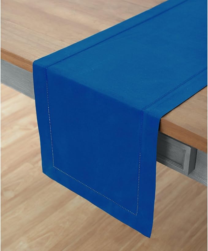Solino Home Blue Hemstitch Table Runner 36 Inches - Image 2