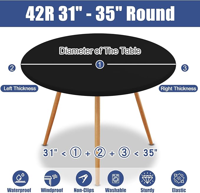 Round Spandex Tablecloth, Elastic Fitted Waterproof Tablecloths - Image 8