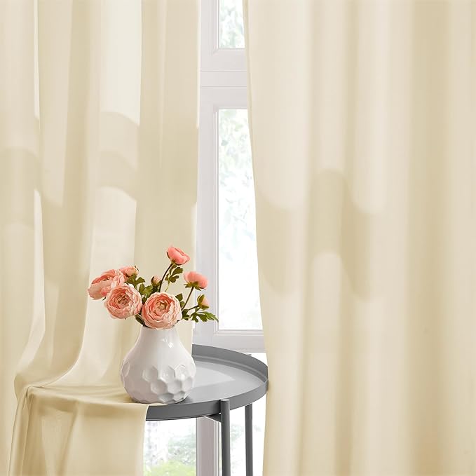 HOMEIDEAS Non-See-Through Taupe Privacy Semi Sheer Curtains 84 Inches Long 2 - Image 6