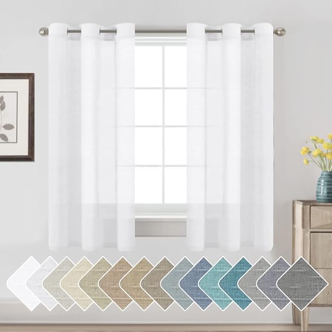 H.VERSAILTEX Linen Curtains Nickel Grommet Natural Linen Semi-Sheer Curtains 2 by HVERSAILTEX