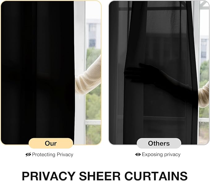 Anmao Non-See-Through Black Privacy Curtains - Image 2