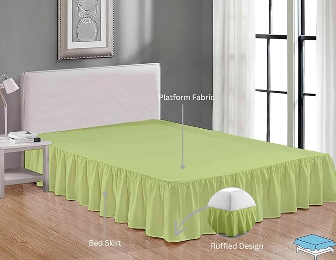 Ruffle Bed Skirt with Split Corners, Microfiber Dust Ruffled - Image 4