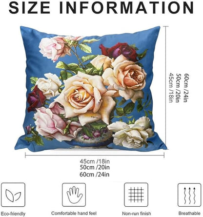 Vintage Floral Bouquet 28x28 Plush Throw Pillow Case, Double-Sided Printed - Image 2