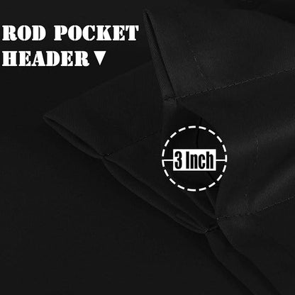 Black Kitchen Curtains for Windows 2 Panels Set 48 Inch Length Blackout Short - Image 6