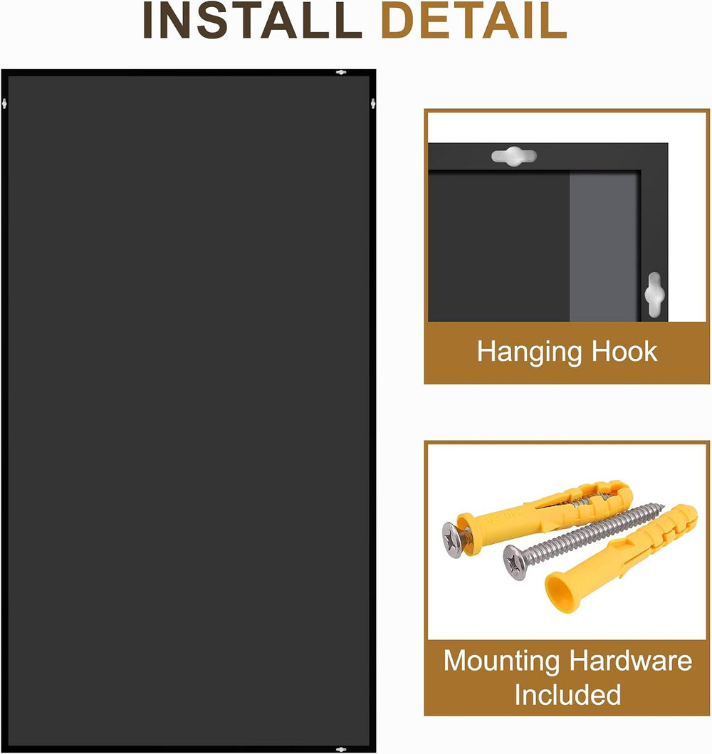 Rectangular Bathroom Mirror, 55"x30" Black Metal Framed Vanity Mirror