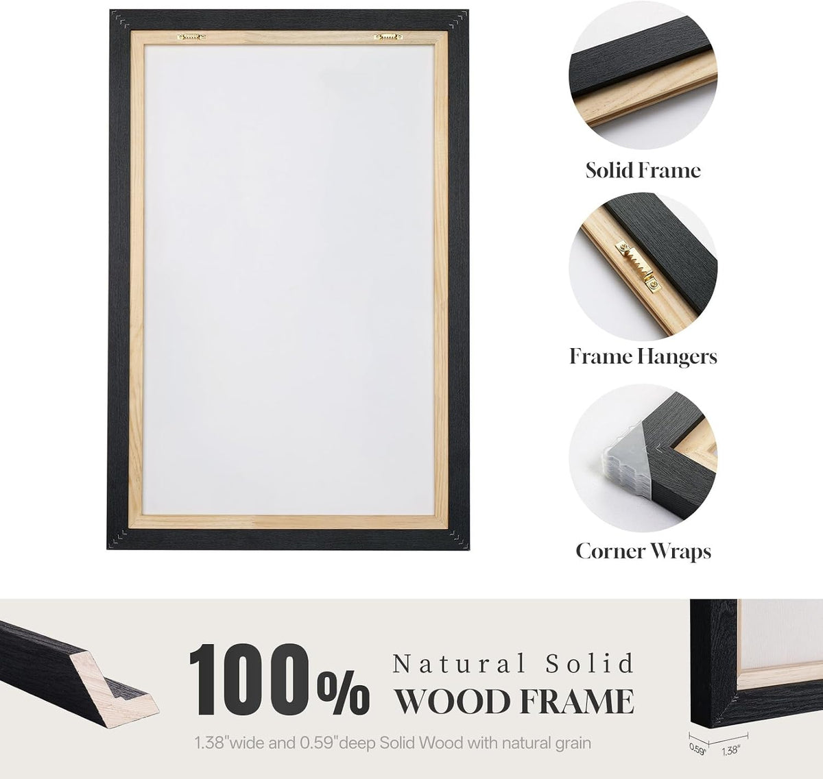 framed neutral 3 piece minimalist canvas wall art, package contents
