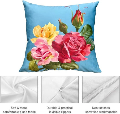 Elegant Decorative Floral Rose Throw Pillow Cover, Double - Image 5