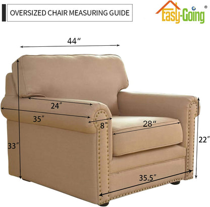 easy-going stretch oversized chair slipcover with arm washable showing dimensions