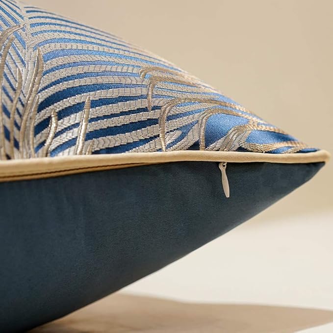 Avigers 18 x 18 Inches Light Blue Silver Peacock Feathers Cushion Cases Luxury - Image 7