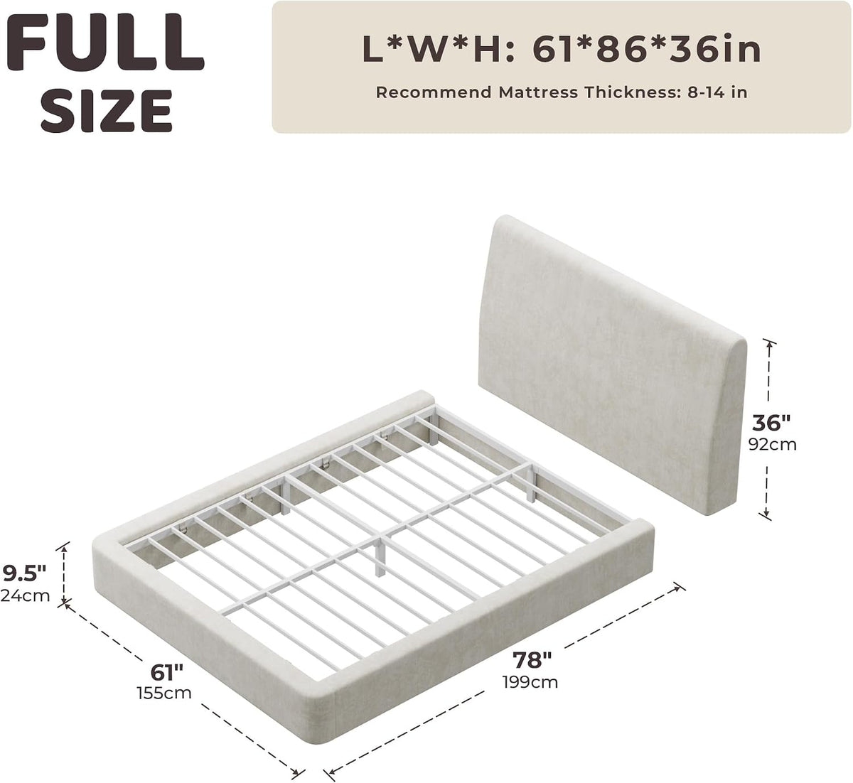 recci airframe full upholstered bed frame with ergonomic shown in use