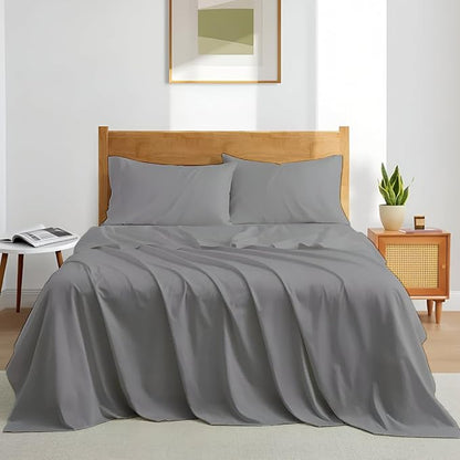 Olympic Queen Sheet Set – 100% Egyptian Cotton, 338 Thread Count – 4-Piece by SHREEM+LINEN