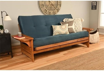 BOWERY HILL Full-Size Suede Futon in Blue-Frame Not Included - Image 7