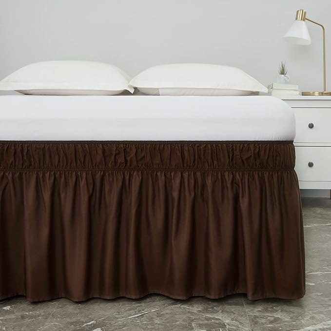 MEILA Bed Skirt Three Fabric Sides Elastic Wrap Around Dust Ruffled Solid Bed - Image 3