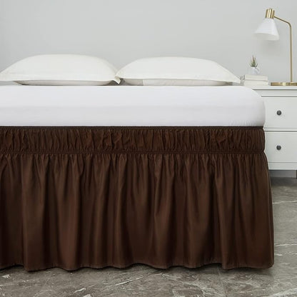 MEILA Bed Skirt Three Fabric Sides Elastic Wrap Around Dust Ruffled Solid Bed - Image 3