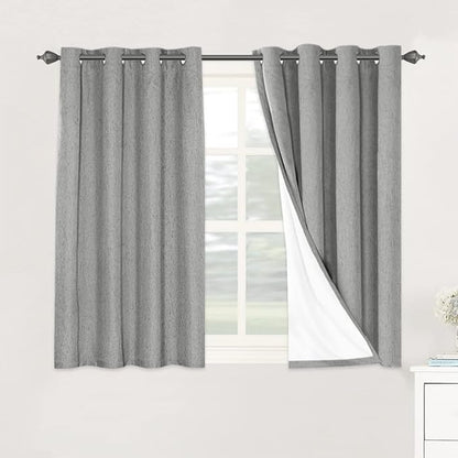 H.VERSAILTEX Linen Blackout Curtains 45 Inches Long 100% Blackout Thermal by HVERSAILTEX