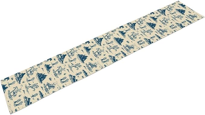 Western Cowboy Table Runner, Rustic Country Cowboy American Wild West Riding - Image 6