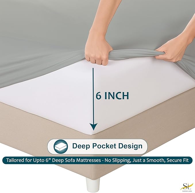 Luxury Queen Sleeper Sofa Bed Sheet Set, 100% Egyptian Cotton, 338 Thread Count - Image 4