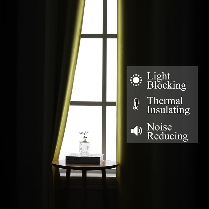 Estelar Textiler Black and Yellow Ombre Blackout Curtains - Image 3