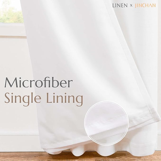 jinchan White Linen Blend Curtains - Image 2