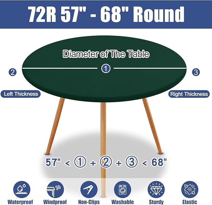 Round Spandex Tablecloth, Elastic Fitted Waterproof Tablecloths - Image 8