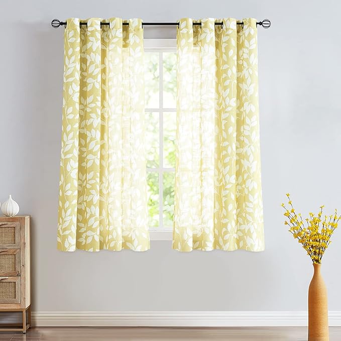 Treatmentex Yellow White Curtains by Treatmentex