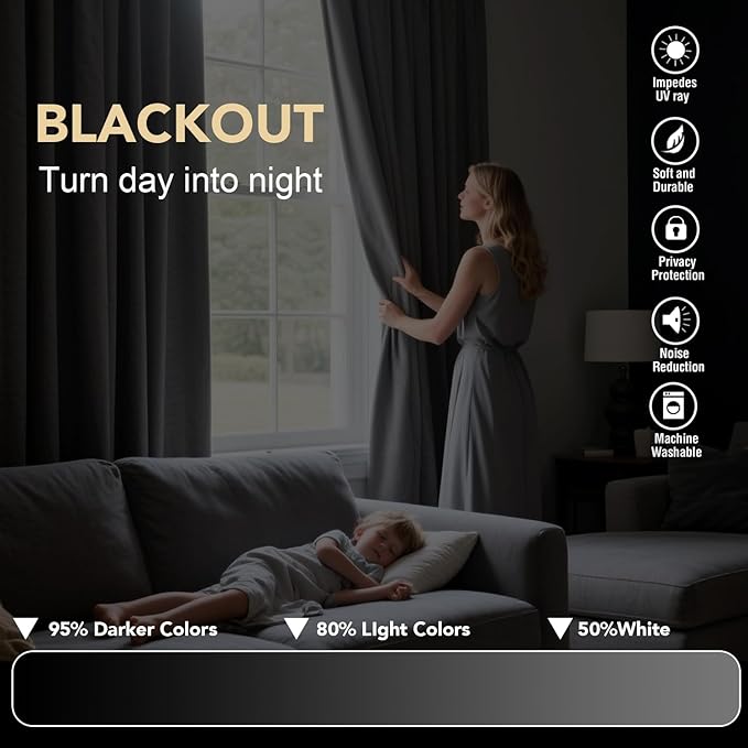H.VERSAILTEX Linen Blackout Curtain 96 Inches Long - Image 8