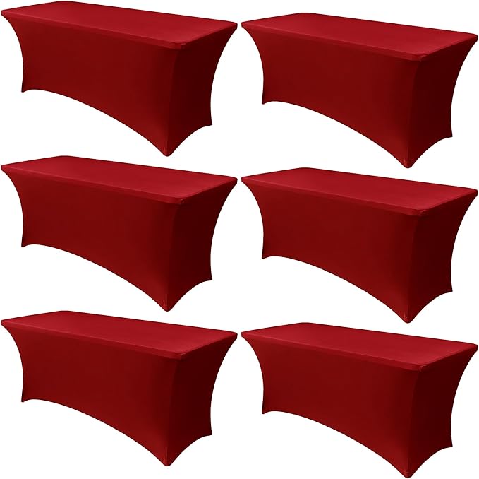 Obstal 6 Pack Stretch Spandex Red Table Covers by Obstal
