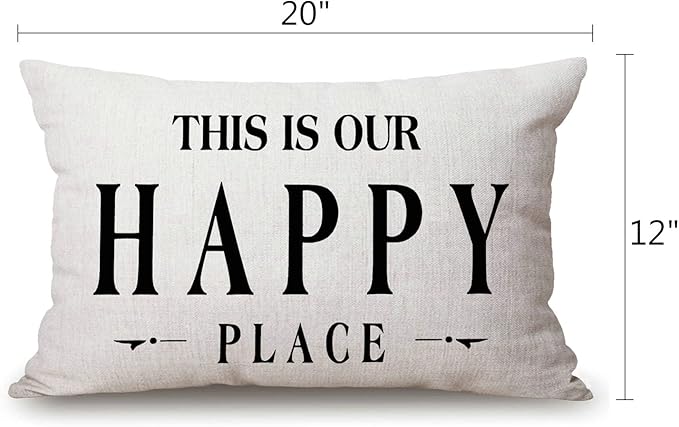 Pillow Covers with This is Our Happy Place Quotes 12" x 20" Lumbar Pillow - Image 2