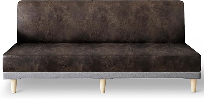 molasofa Leather Like Stretch Futon Slipcover Armless Futon Bed Sofa Cover by Molasofa